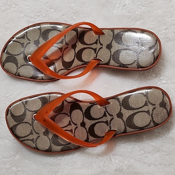 Coach Y2K Carin Orange Rubber/Jelly Kitten Heel Thong Size 6 - Picture 12 of 16